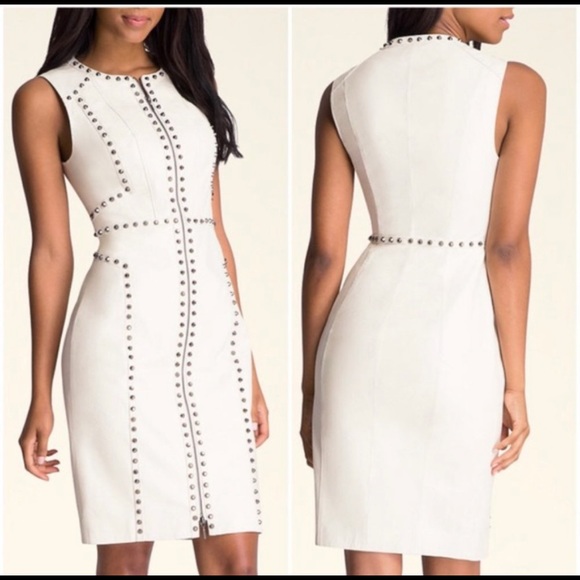 Bebe Ari White Studded Leather Dress Sz S - Picture 2 of 10